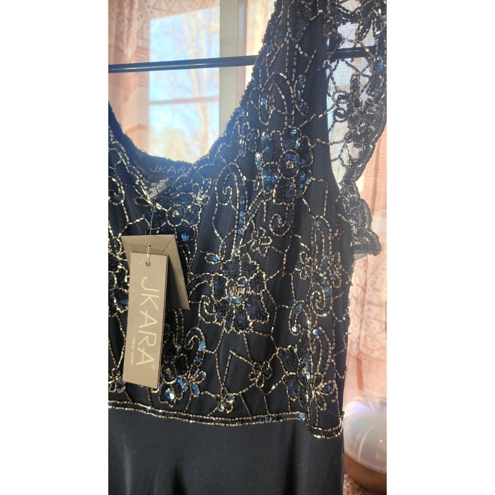 JKara Navy Beaded Formal Dress Petite Size 10P Polyester Mother of the Bride - Picture 5 of 5